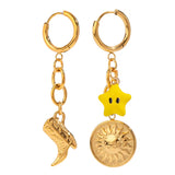 LUSH 18K GOLD PLATED STAINLESS STEEL YELLOW STAR PENDANTS EARRINGS