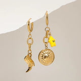 LUSH 18K GOLD PLATED STAINLESS STEEL YELLOW STAR PENDANTS EARRINGS
