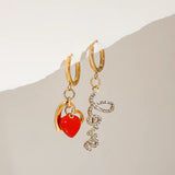 LUSH 18K GOLD PLATED STAINLESS STEEL RED HEART PENDANTS EARRINGS