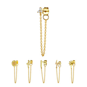 LUSH 925 SILVER Zircon Long Chian Tassel Earring