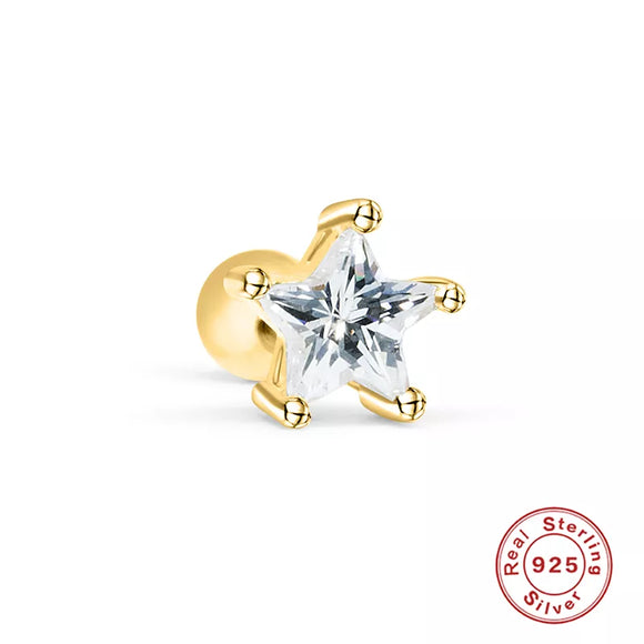 LUSH 925 SILVER  18K Gold Plated Crystal  Piercing Earring
