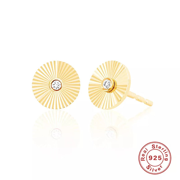 LUSH 925 SILVER 18K GOLD PLATED  CIRCLE EARRING WITH ZIRCON