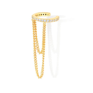 LYSH 925 SILVER - Simple 925 Sterling Silver Ear Cuff Wholesale Geometric Chain Tassel Ear Cuff Earrings