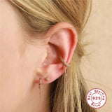 LYSH 925 SILVER - Simple 925 Sterling Silver Ear Cuff Wholesale Geometric Chain Tassel Ear Cuff Earrings
