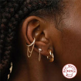 LYSH 925 SILVER - Simple 925 Sterling Silver Ear Cuff Wholesale Geometric Chain Tassel Ear Cuff Earrings