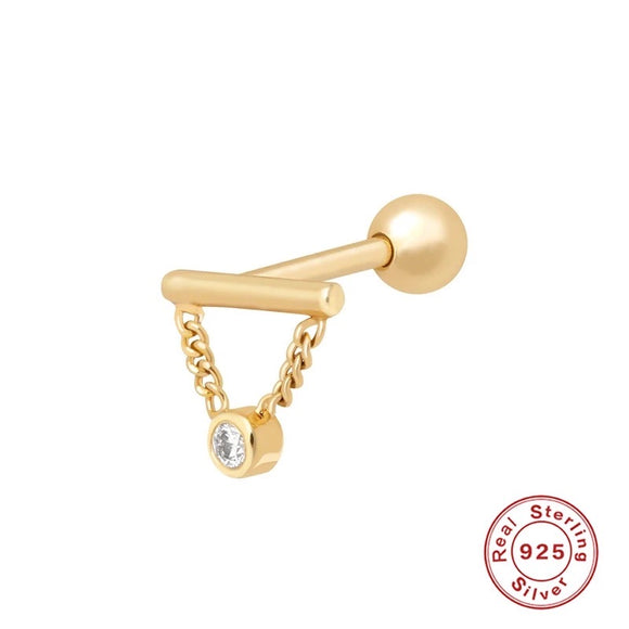 LUSH 925 PIERCING EARRING -  Creative Design S925 Sterling Silver 18K Gold Tassel Piercing Earrings For Woman