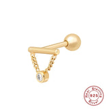 LUSH 925 PIERCING EARRING -  Creative Design S925 Sterling Silver 18K Gold Tassel Piercing Earrings For Woman