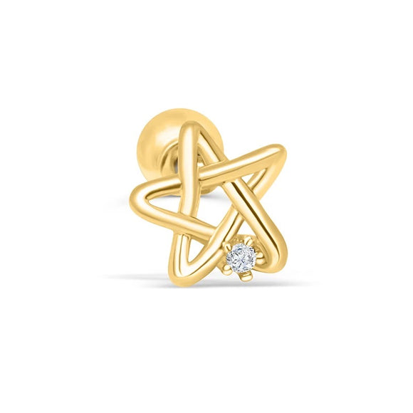LUSH 925 SILVER PIERCING -  18K Gold Plated 925 Sterling Silver Star Diamond Piercing Stud Earrings