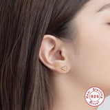 LUSH 925 SILVER PIERCING -  18K Gold Plated 925 Sterling Silver Star Diamond Piercing Stud Earrings