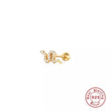 LUSH 925 SILVER PIERCING - 925 Sterling Silver 18K Gold Plated  snake Piercing Earring