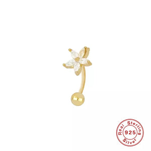LUSH 925 SILVER - Flower Zircon 925 Sterling Silver 18K Cartilage Piercing Earring