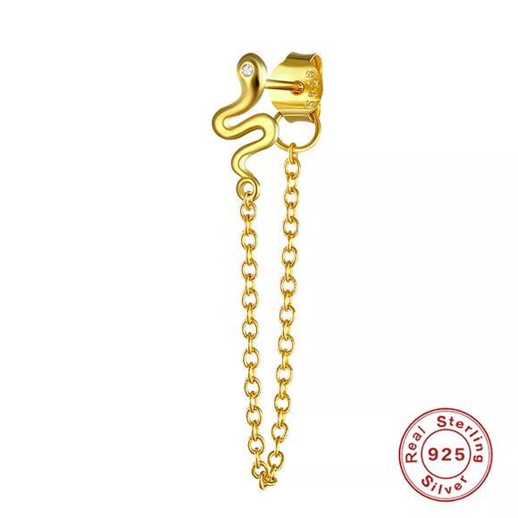 LUSH 925 SILVER - 18K Gold Plated 925 Sterling Silver Colored Snake Earrings