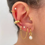 LUSH 925 SILVER EARRING -  18K Gold Plated  Round Shell Pearl Hoop Earrings Drop