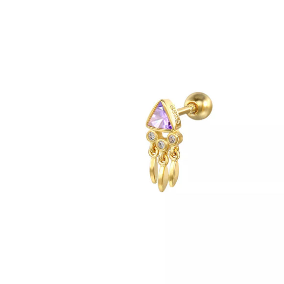 LUSH 925 SILVER PIERCING -  Tassel Zircon  Piericing Earring
