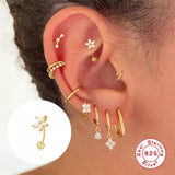 LUSH 925 SILVER - Flower Zircon 925 Sterling Silver 18K Cartilage Piercing Earring
